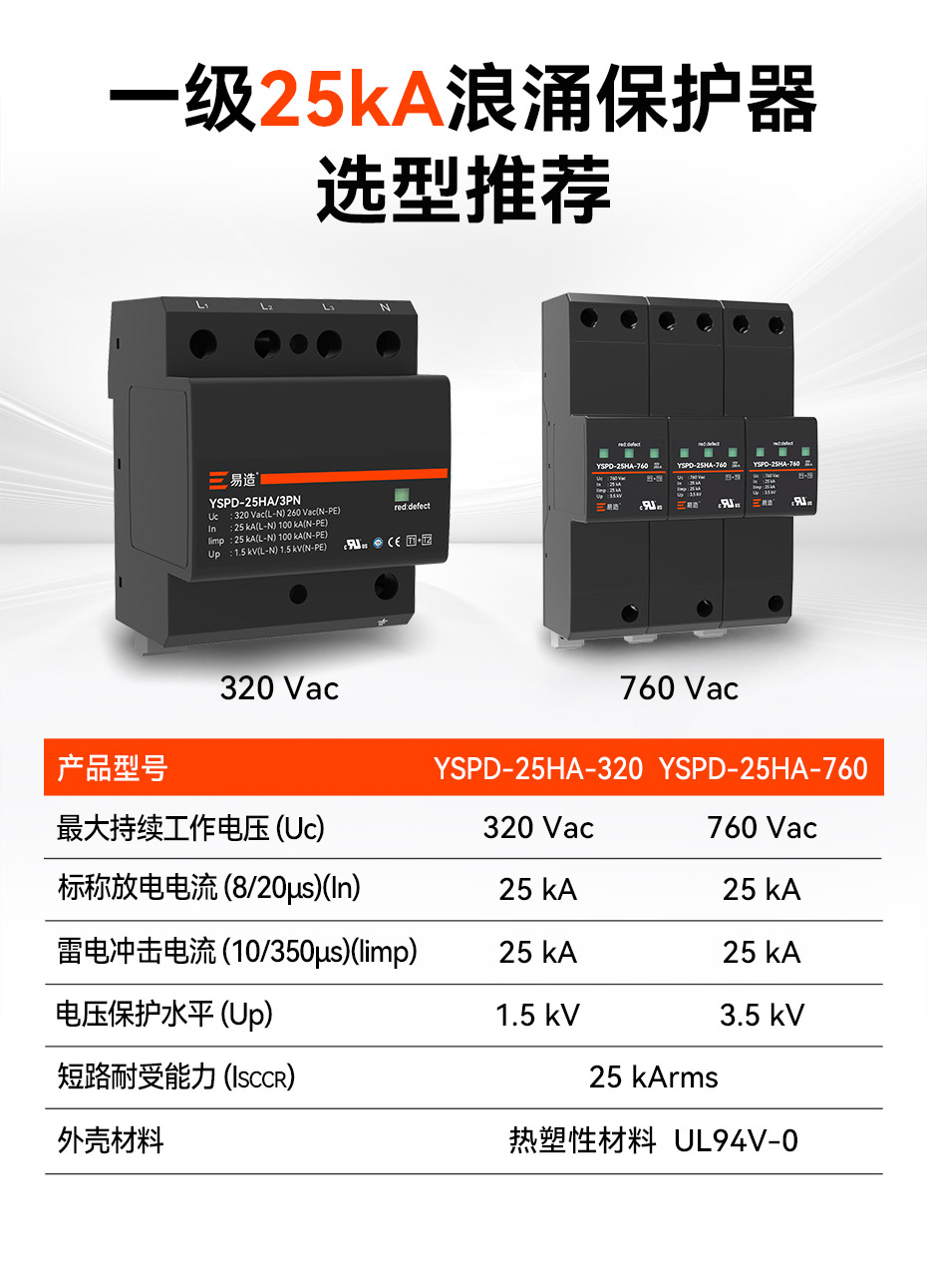 一級25kA浪涌保護器選型推薦-易造 一級25kA浪涌保護器選型推薦-易造